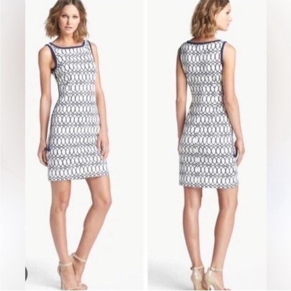Lilly Pulitzer Francesca Navy and White Sleeveless Geometric patterned Dress